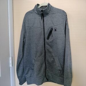 Spyder Active Mens Gray Zip Jacket Large Lightweight Performance Running Jogging